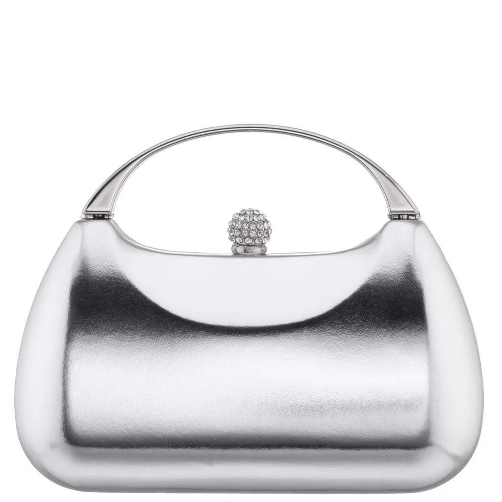 BRANDO-TRUE SILVER METALLIC FOIL/GLASS CRYSTAL MINAUDIERE | Nina Shoes