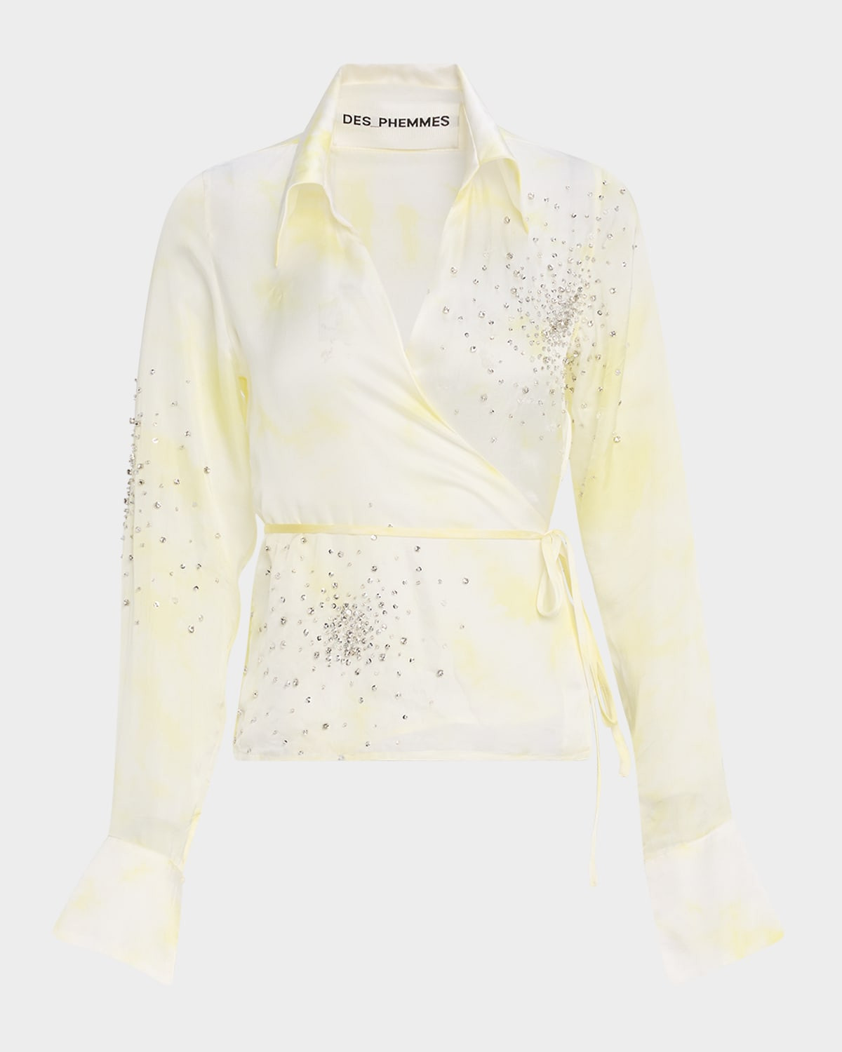 Embellished Tie-Dye Wrap Shirt | Neiman Marcus