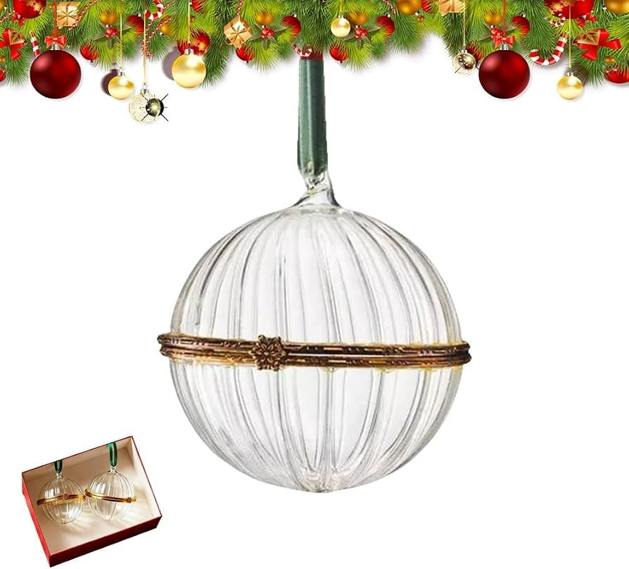Christmas Ornament Ball, Hinged Christmas Tree Ornament with Ribbon Accent, Fillable Ornament, Wi... | Amazon (US)