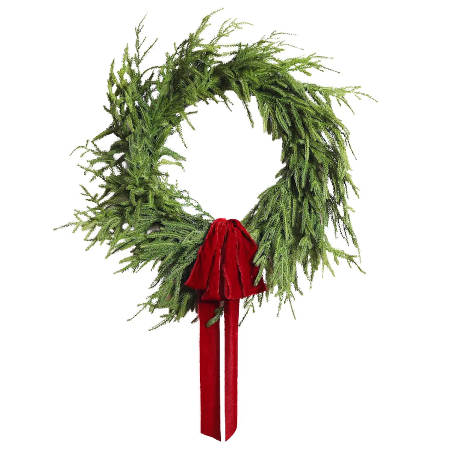 1pc Artificial Norfolk Pine Wreath, 15.7in Real Touch Christmas Wreath for Front Door Holiday Wre... | Wayfair North America