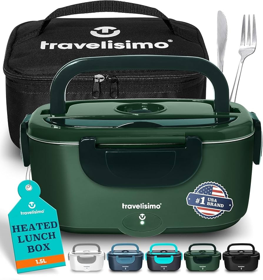 TRAVELISIMO Electric Lunch Box for Adults 80W Heated Lunch Box For Men 1.5L Stainless Steel Porta... | Amazon (US)