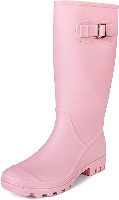 DKSUKO Women's Tall Rain Boots Waterproof Wellington Boots | Amazon (US)