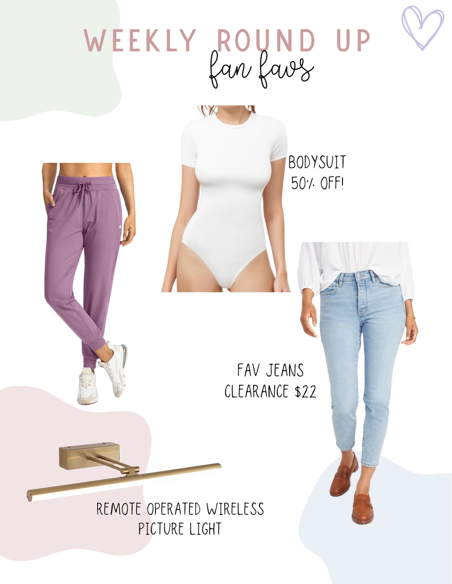 weekly roundup! fav items from y’all this week! and some are on super sale! 

#bodysuit #joggers #athleisure #diy

#LTKfindsunder50 #LTKhome #LTKsalealert