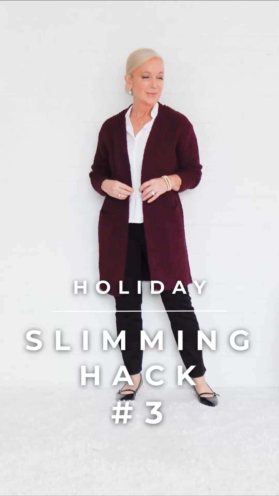 🎄 Holiday Slimming Hack #3: Layer Long, Not Bulky

🔥 99% of all Midlife Women get this WRONG.

📏 Long layers elongate; bulky ones widen. 
🧥 Choose cardigans or blazers that skim the body and fall below the hip to draw the eye vertically. 
✂️ Avoid cropped or overly thick layers that visually chop the shape.

💡 My Style Secret: Let layers move. Fluid fabrics — like soft knits — glide gracefully and add instant refinement.

🛍️ PS:  This budget cardigan has the *feel* of the expensive Barefoot Dreams fabric…and a bargain price.  It will sell out fast!

💋 With Style + Presence,
Valarie

#classicstyle #timelessstyle #MidlifeItGirl #over40style #over50style #over50style 

#LTKPetite #LTKHoliday #LTKOver40