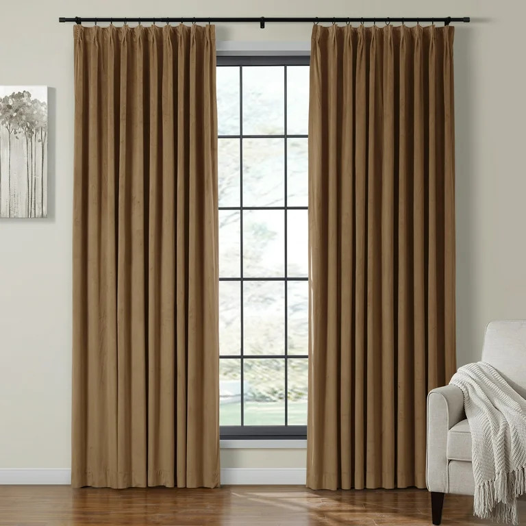 TWOPAGES Velvet Light Filtering Drape Pinch Pleated Curtain for Bedroom, 1 Panel, 52"x96", Jave -... | Walmart (US)