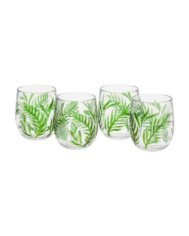 Set Of 4 Acrylic Etched Glasses | TJ Maxx