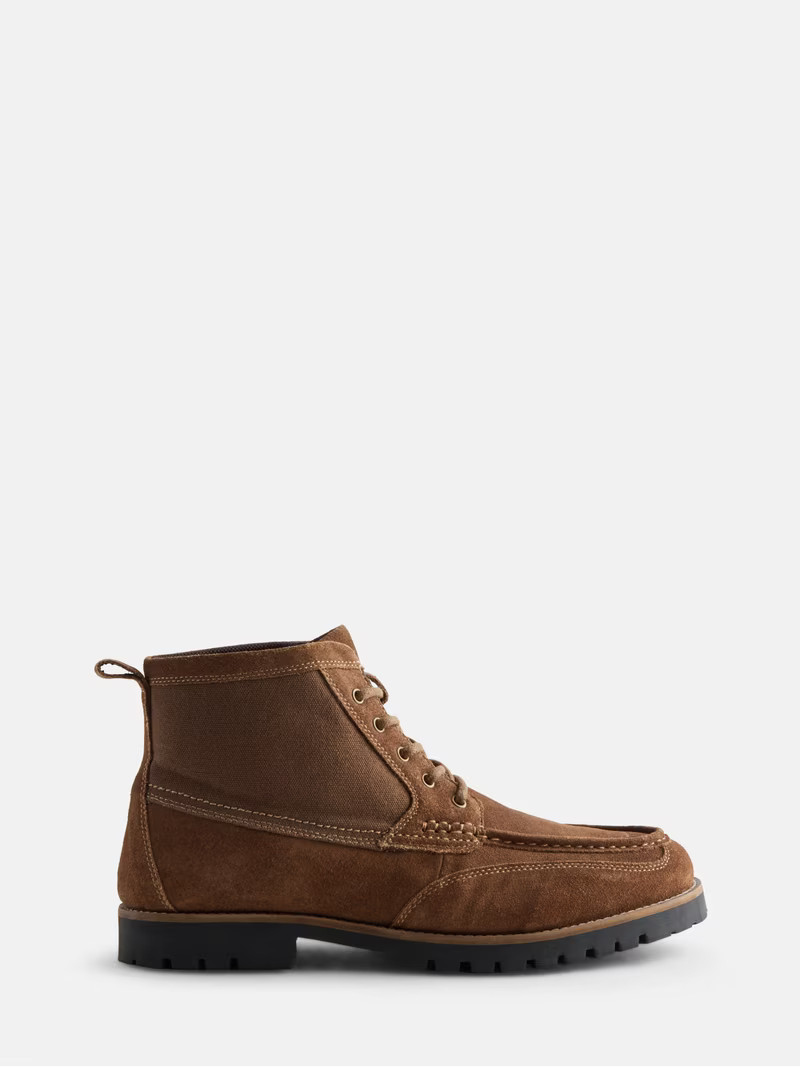 Free Assembly Men's Suede Moc Toe Mid Top Boots | Walmart (US)