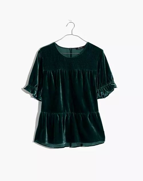 Velvet Smocked-Yoke Tiered Top | Madewell