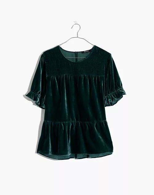 Velvet Smocked-Yoke Tiered Top | Madewell