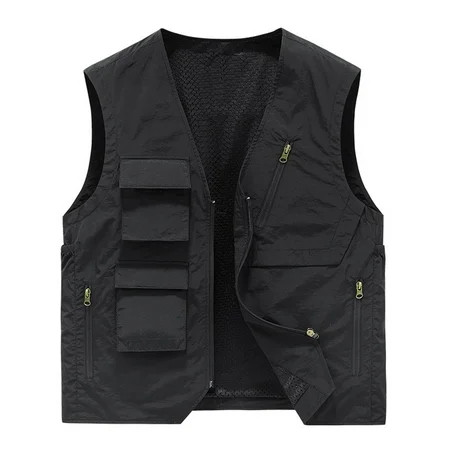 Plus Size Cargo Vest Men Fashion Multical Pockets Loose Fit Sleeveless Casual Fall Jackets Zipper Ca | Walmart (US)