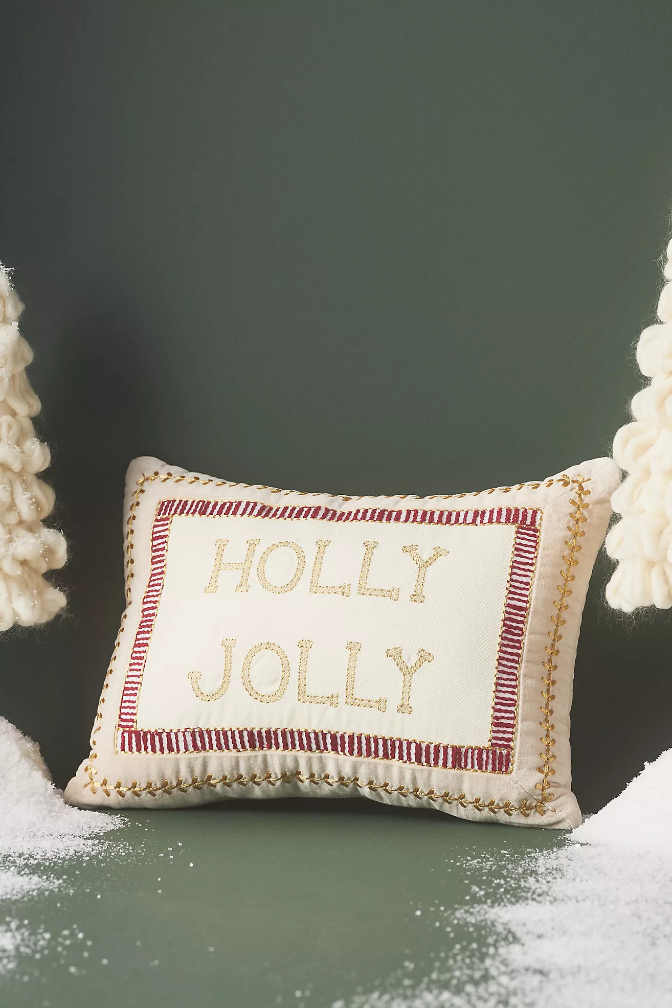 Shayla Festive Text Cotton Velvet Pillow | Anthropologie (US)