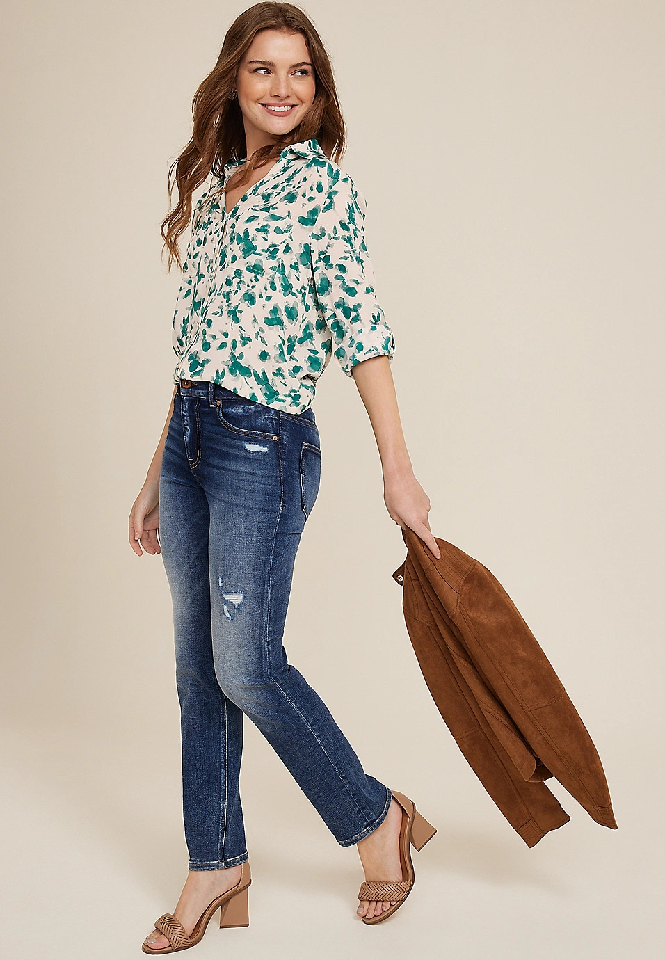 Winona Floral Button Down Blouse | Maurices