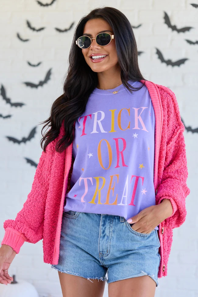 Trick Or Treat Violet Graphic Tee | Pink Lily