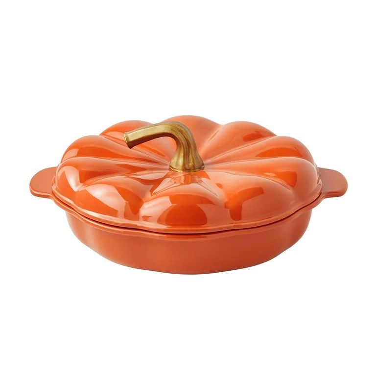 The Pioneer Woman 10-Inch Pumpkin Stoneware Pie Baking Dish with Lid, Orange - Walmart.com | Walmart (US)