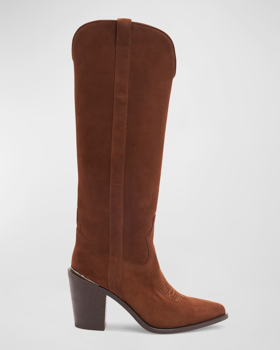 Partlow Leigh Anne Suede Western Knee Boots | Neiman Marcus