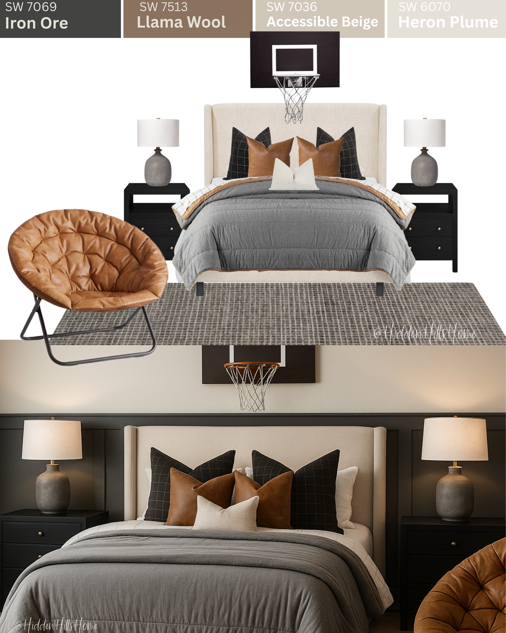 Boys bedroom decor, boys bedroom mood board, teen bedroom design, home decor ideas, tween bedroom, masculine bedroom decor inspo, nightstands #boysroom