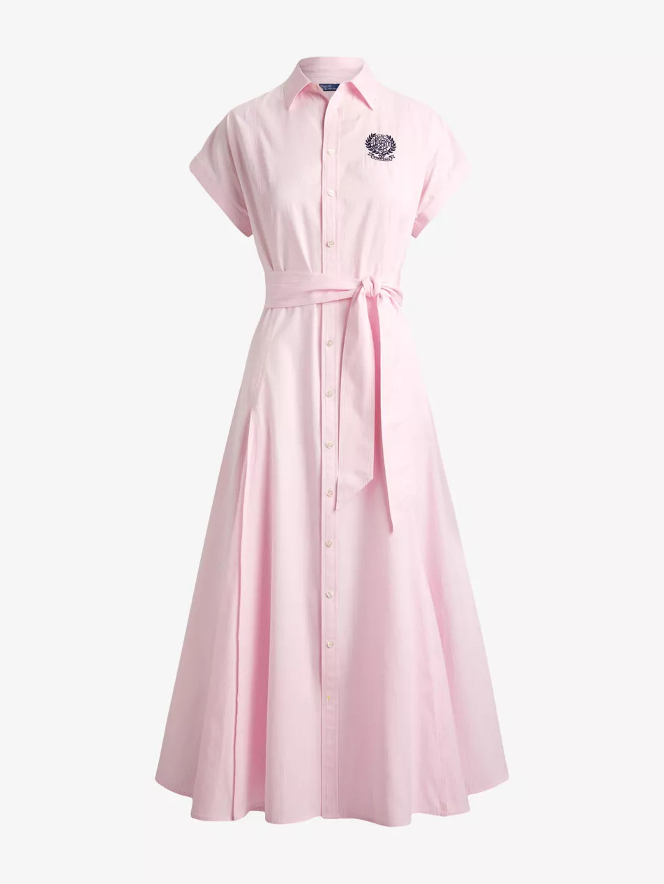 Polo Ralph Lauren x Wimbledon Logo-Embroidered Cotton Shirt Midi Dress | Selfridges