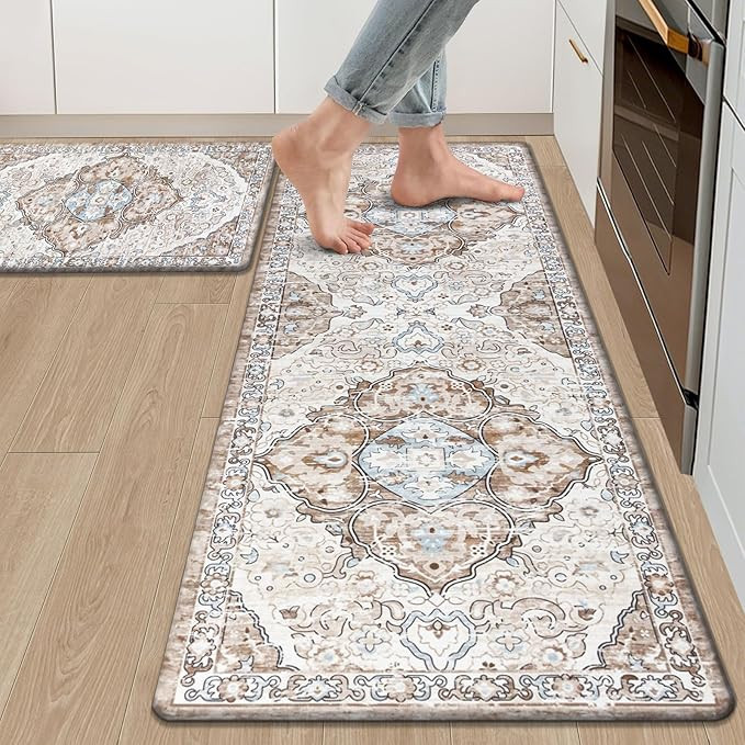 Ileading Anti Fatigue Kitchen Rugs Sets of 2 Cushioned Kitchen Mats for Floor Waterproof Kitchen ... | Amazon (US)
