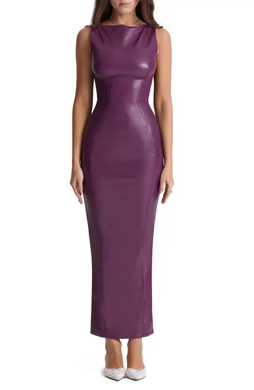 HOUSE OF CB Faux Leather Sheath Dress in Merlot at Nordstrom, Size X-Small | Nordstrom