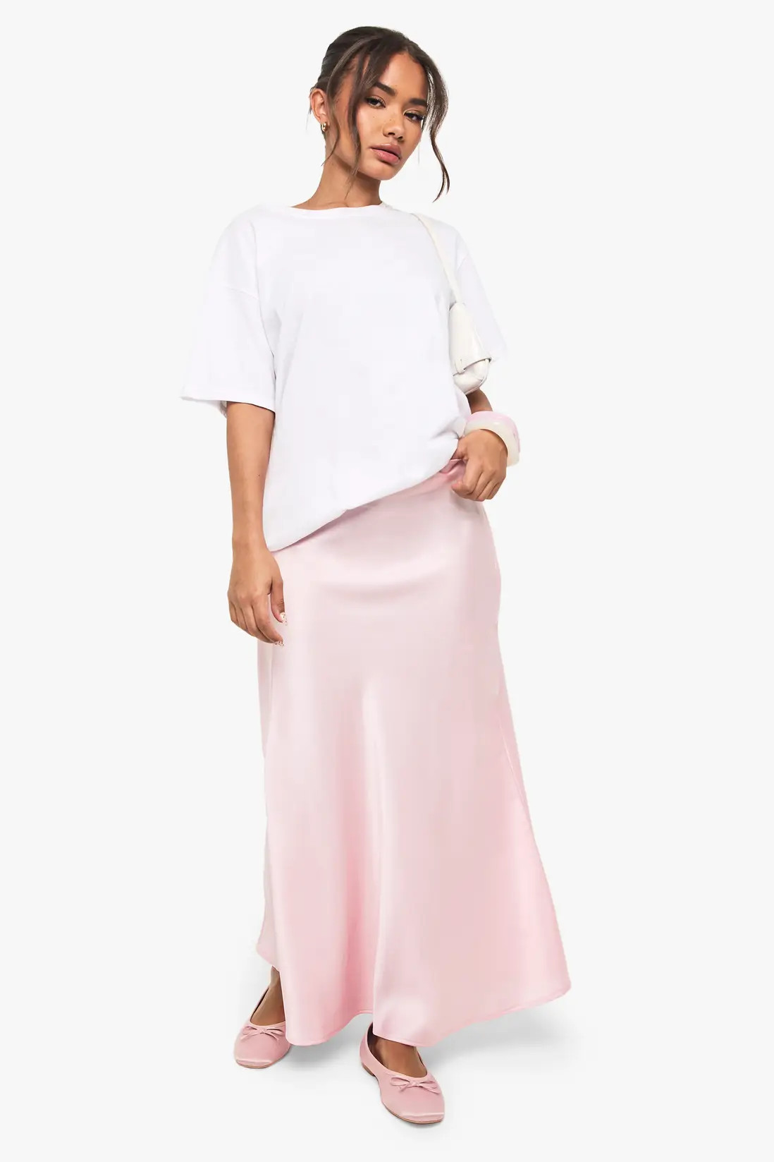 Light Pink Satin Midaxi Skirt | Boohoo | Boohoo.com (UK & IE)
