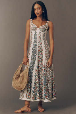 Farm Rio Sleeveless Sweetheart Midi Dress | Anthropologie (US)