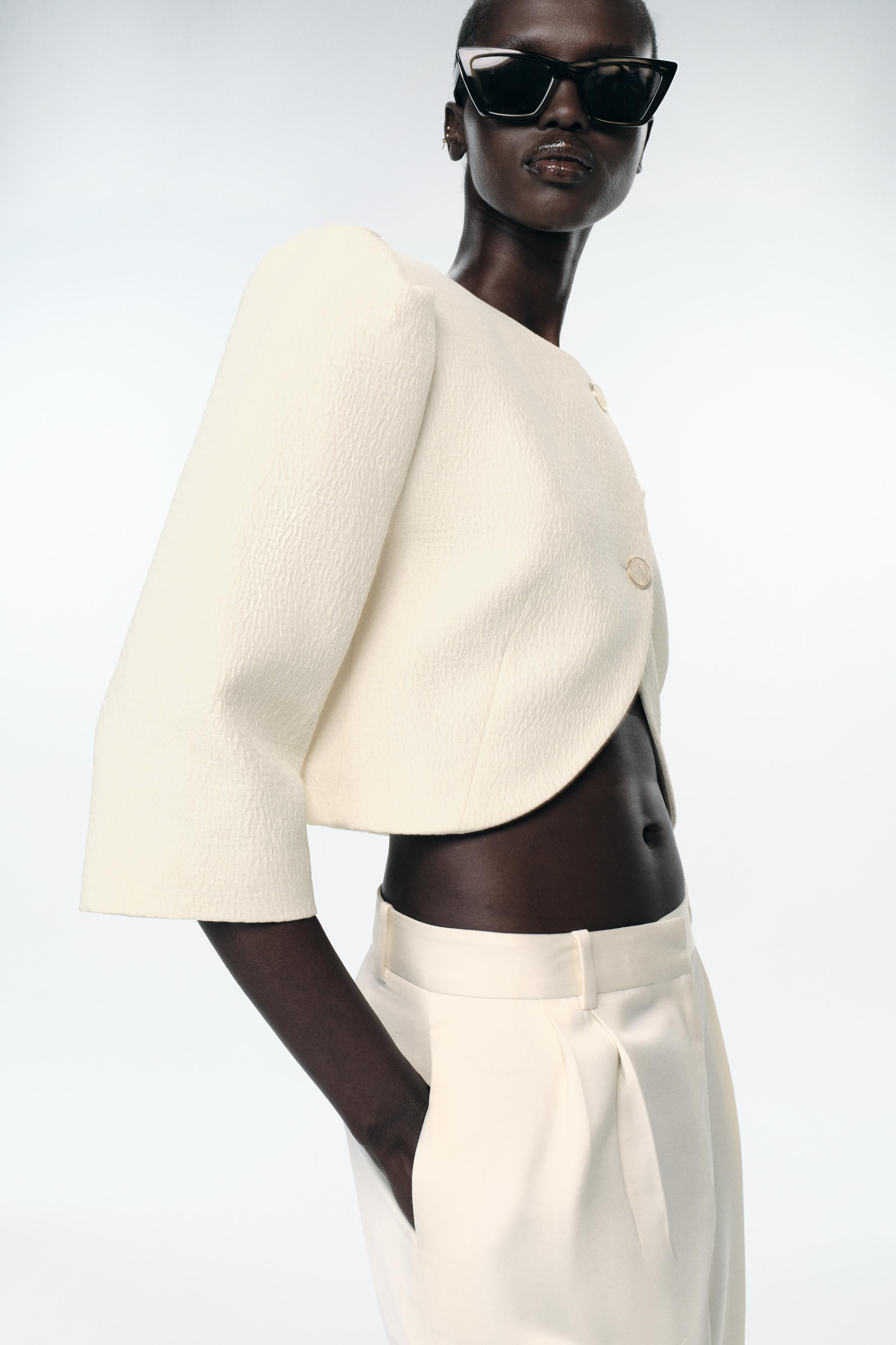 PUFF SLEEVE CROPPED BLAZER | Zara US