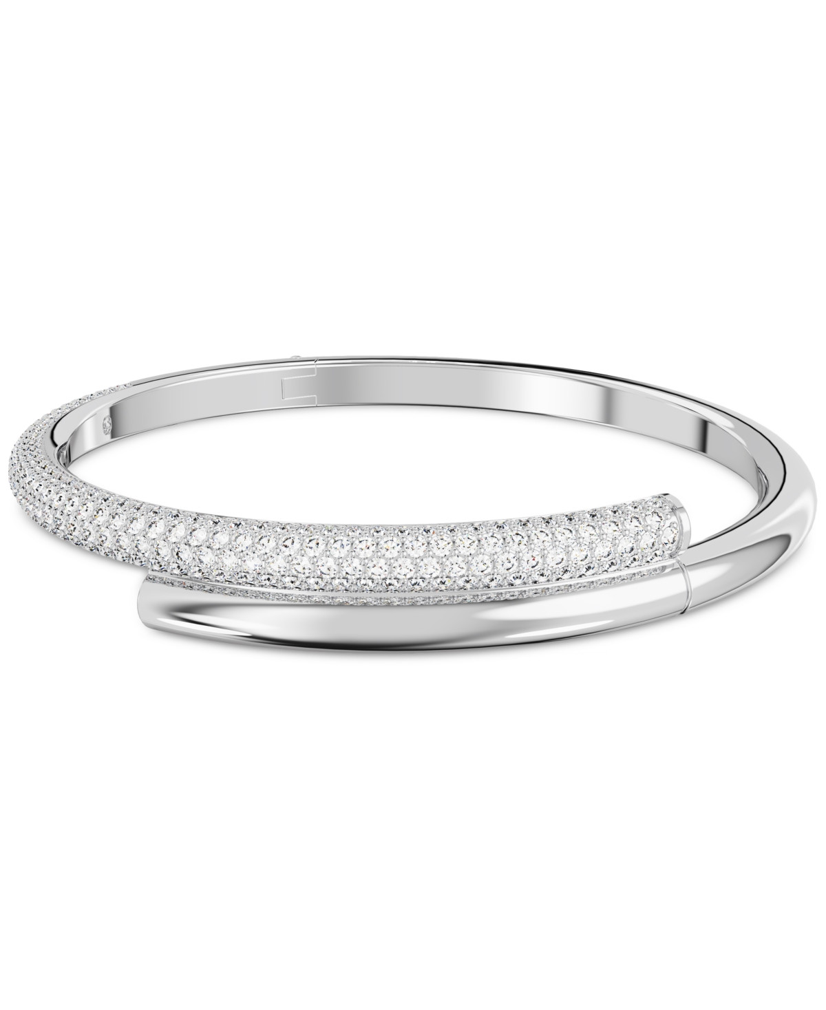 Swarovski Pave Crossover Bangle Bracelet - Silver | Macy's