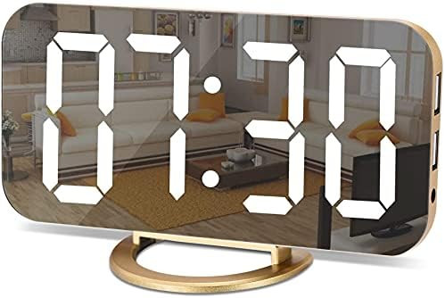 Digital Alarm Clock,LED and Mirror Desk Clock Large Display,with Dual USB Charger Ports,3 Levels ... | Amazon (US)
