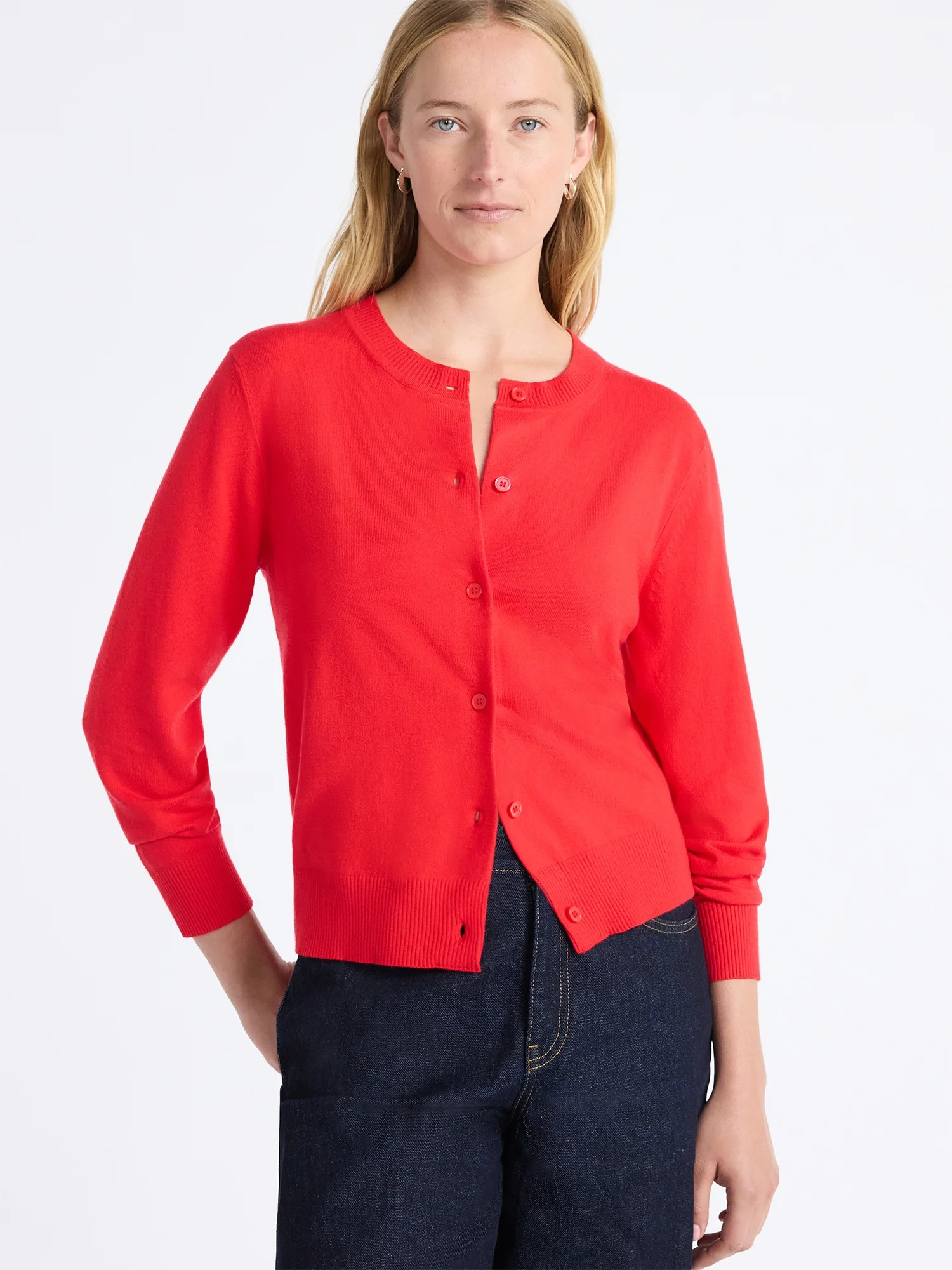 Free Assembly Women's and Women's Plus Classic Cozy Yarn Cardigan Sweater, Midweight, Sizes XS-4X | Walmart (US)