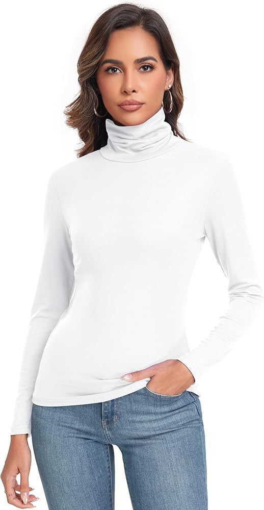 Women's Long Sleeve Casual Lightweight Turtleneck Top Slim Fit Thermal Active Layer Shirts | Amazon (US)