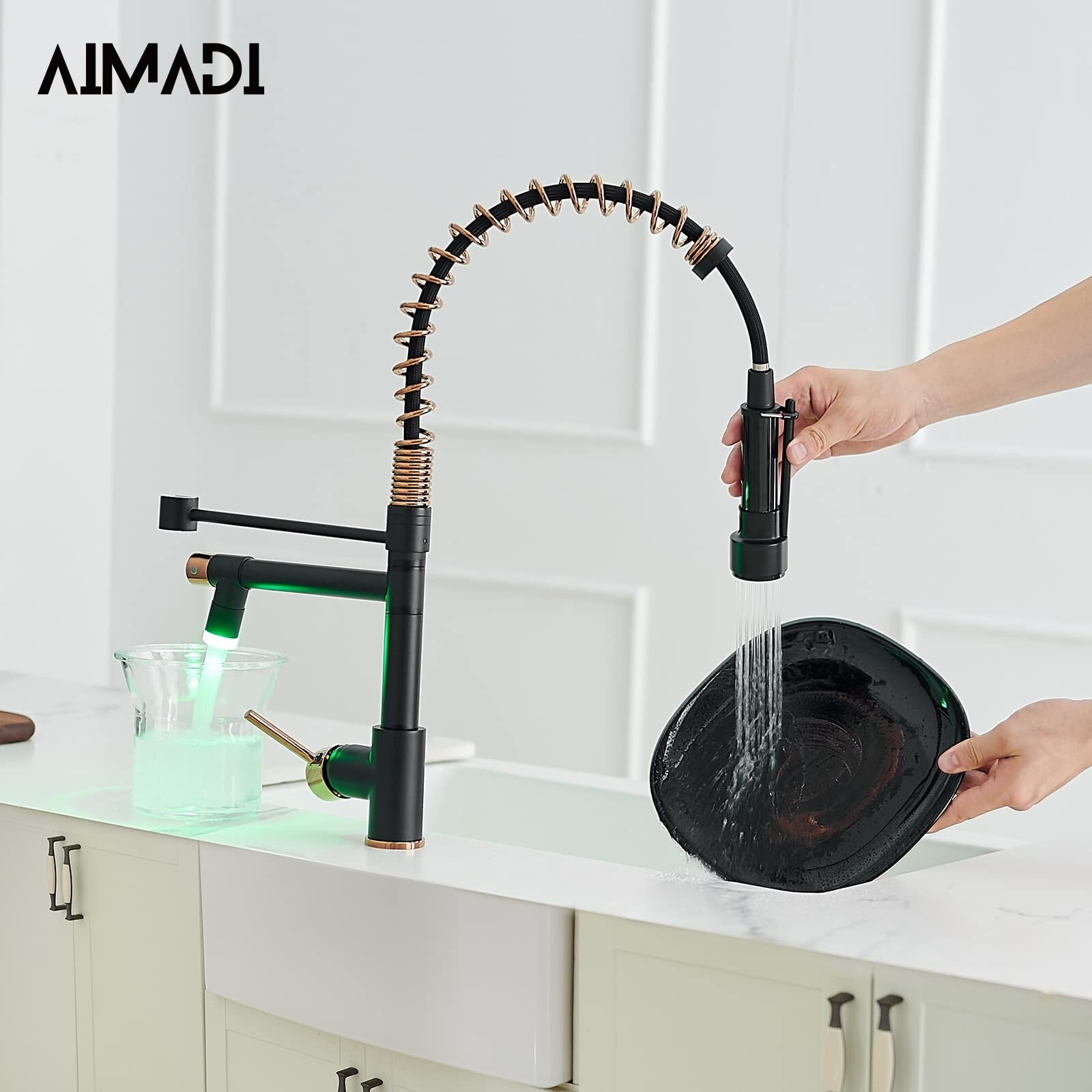 Kitchen Faucet, Commercial Kitchen Faucets Single Handle Single Hole Spring Rose Gold Kitchen Faucet with Pull Down Sprayer | Bed Bath & Beyond