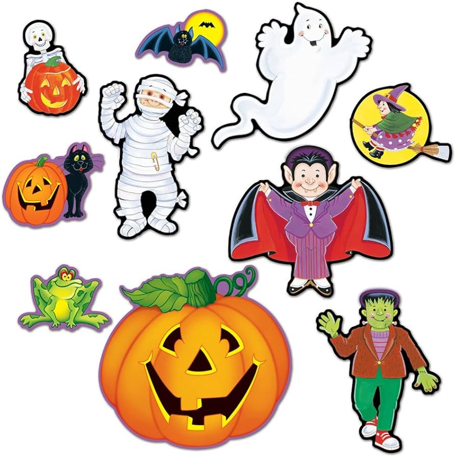 Beistle Halloween Cutouts 10-Count \u2013 Double-Sided Classic Decorations with Ghosts, Pumpkins,... | Amazon (US)