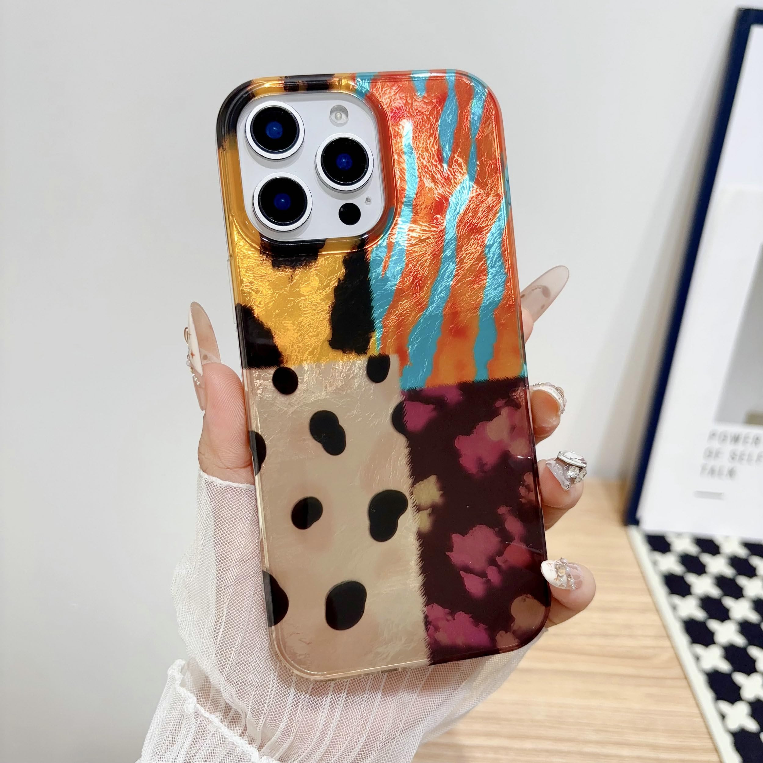 Amazon.com: Shinymore Compatible with iPhone 16 Pro Max Case,Patchwork Leopard Pattern Retro Four-Color Glitter Sparkly Stitching Design Shockproof Women Girls Protective Cover : Cell Phones & Accessories | Amazon (US)