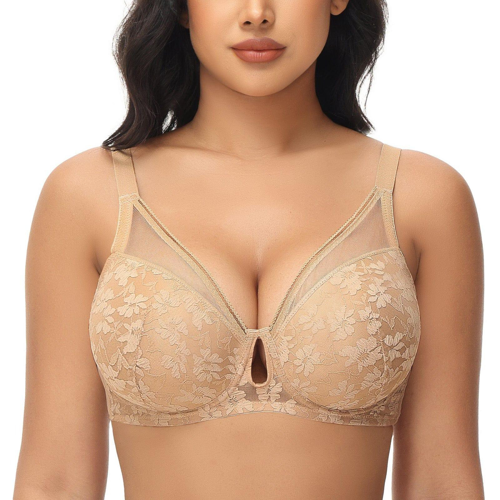 Add one Cup"" Lace Push Up Bras Underwire Padded Sexy Brassiere - Beige / 40 / C | FallSweet