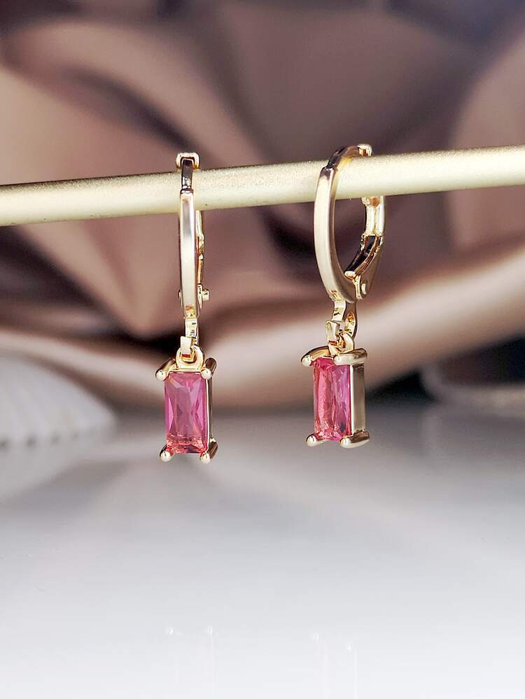 Geometric Zircon Decor Drop Earrings | SHEIN
