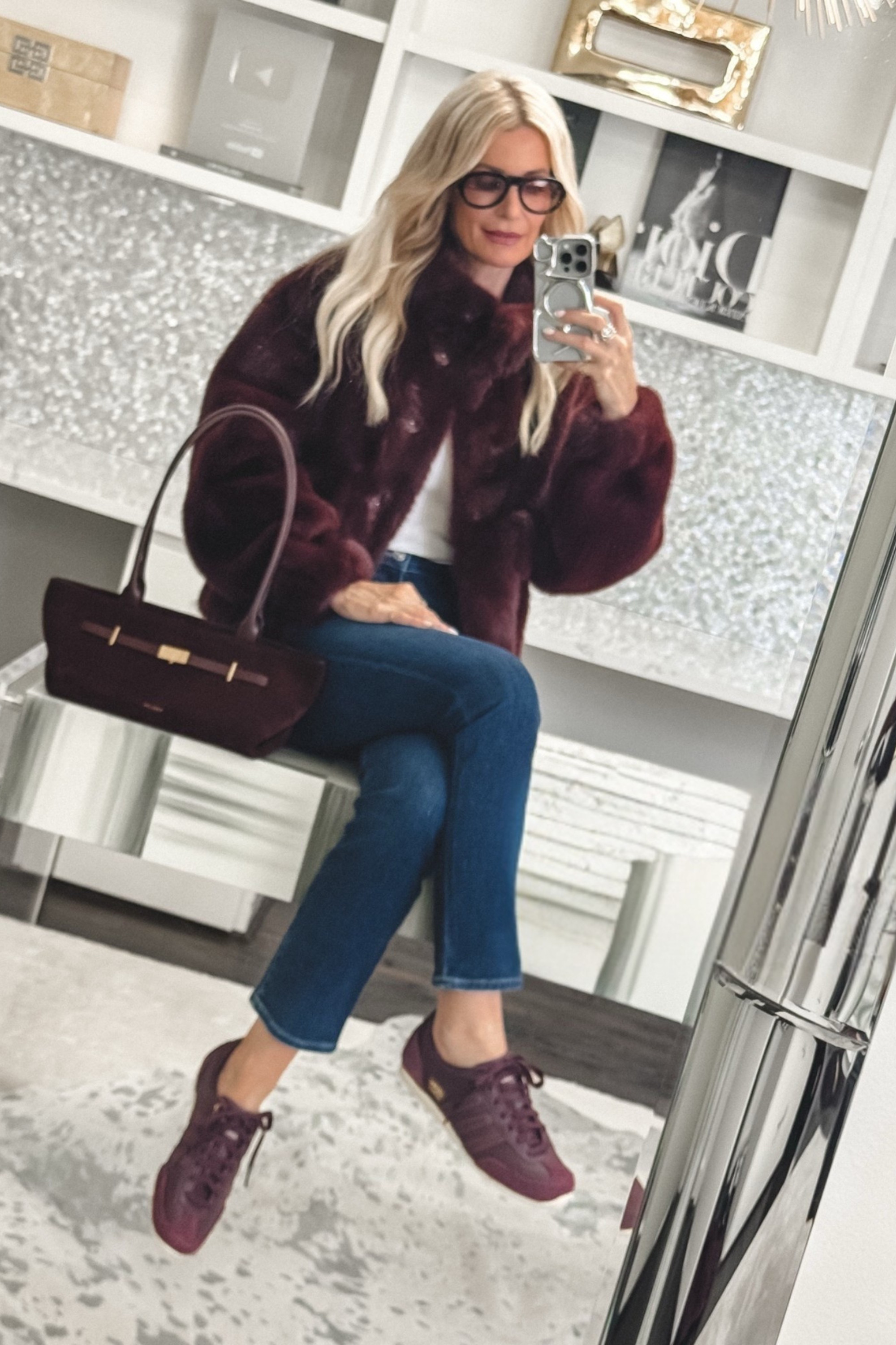 If you’re shopping the Nordstrom Anniversary Sale, don’t skip this look! 🤎 This burgundy faux fur bomber jacket is one of my favorite pieces from the sale. It’s incredibly soft, so chic, and the perfect statement jacket for fall. I paired it with these flattering Paige cigarette jeans and my favorite burgundy sneakers that are under $100 and unbelievably comfortable. The best part? Everything is still in stock! I’m wearing an XS in the jacket and a 24 in the jeans 

#LTKOver40#LTKSaleAlert 

 

#LTKootd