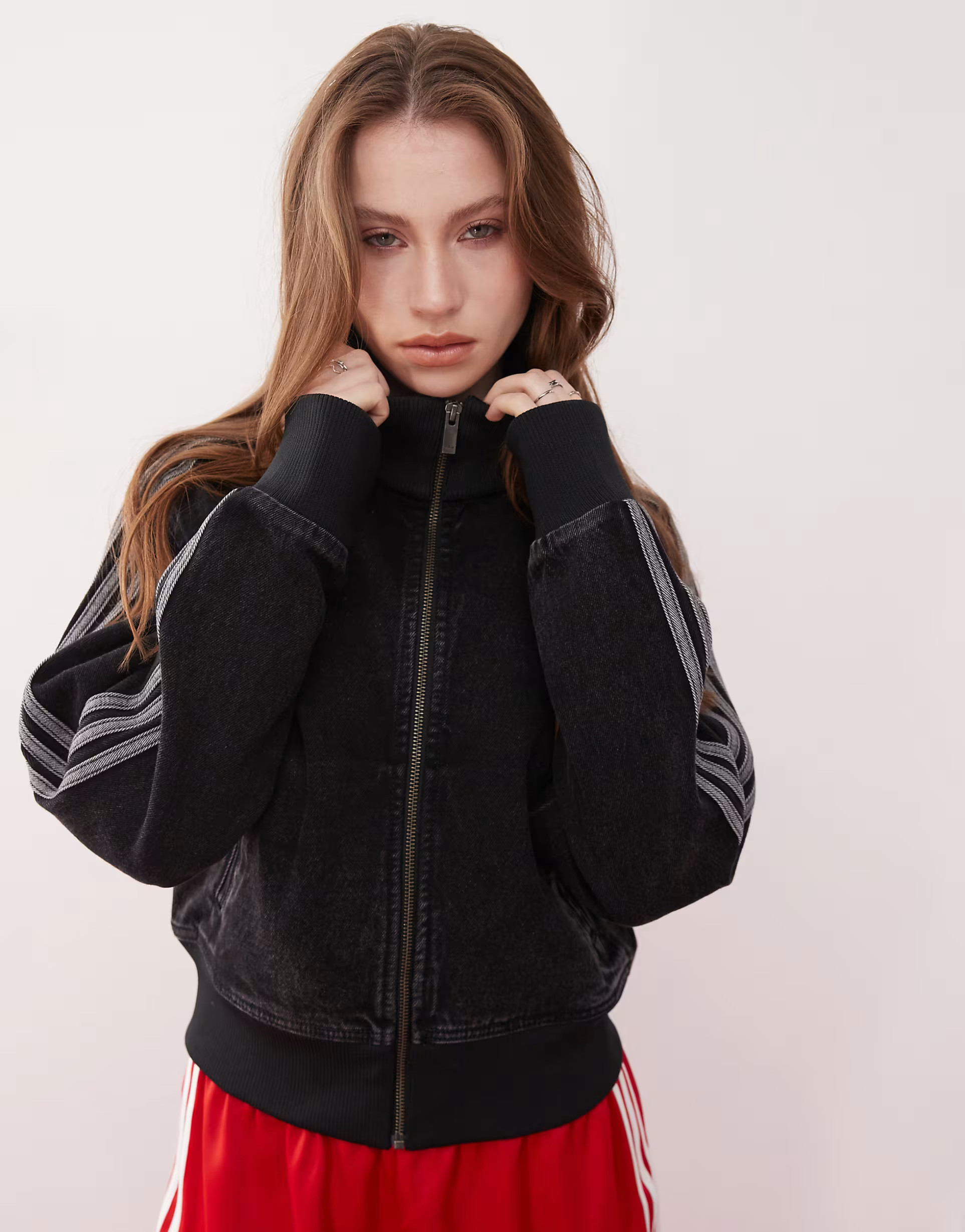adidas Originals Adicolor 90's denim track top in black | ASOS (Global)