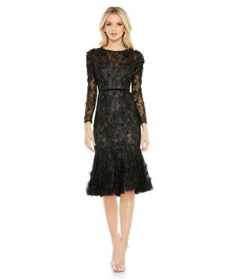 Women's Floral Applique Long Sleeve Cocktail Dress - Macy's | Macy's