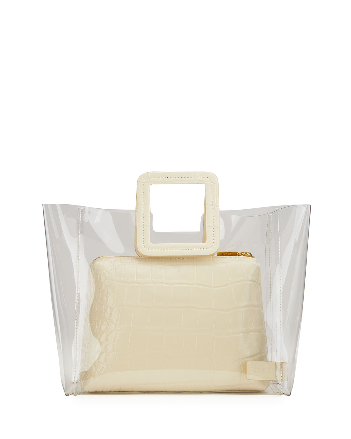 Shirley Clear PVC and Crocodile-Embossed Tote Bag | Neiman Marcus