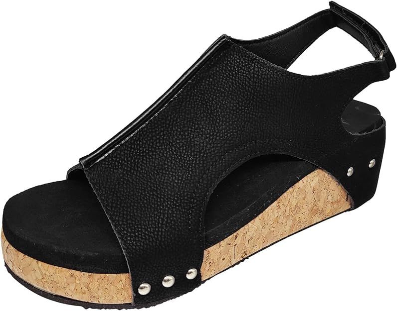 Womenyiaor Wedge Sandals for Women 2024, Women's Platform Wedge Sandals Open Toe Buckle Ankle Str... | Amazon (US)