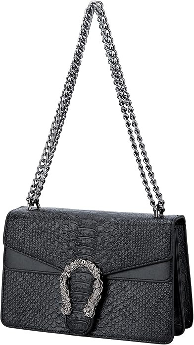 Crossbody Shoulder Evening Bag for Women - Snake Printed Leather Messenger Bag Chain Strap Clutch... | Amazon (US)