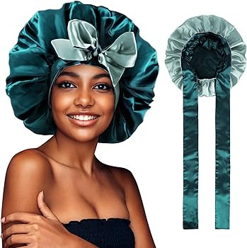 WEIPAO Silk Satin Bonnet - Silk Hair Wrap for Sleeping,Satin Bonnet for Curly Hair Sleep Cap Larg... | Amazon (UK)