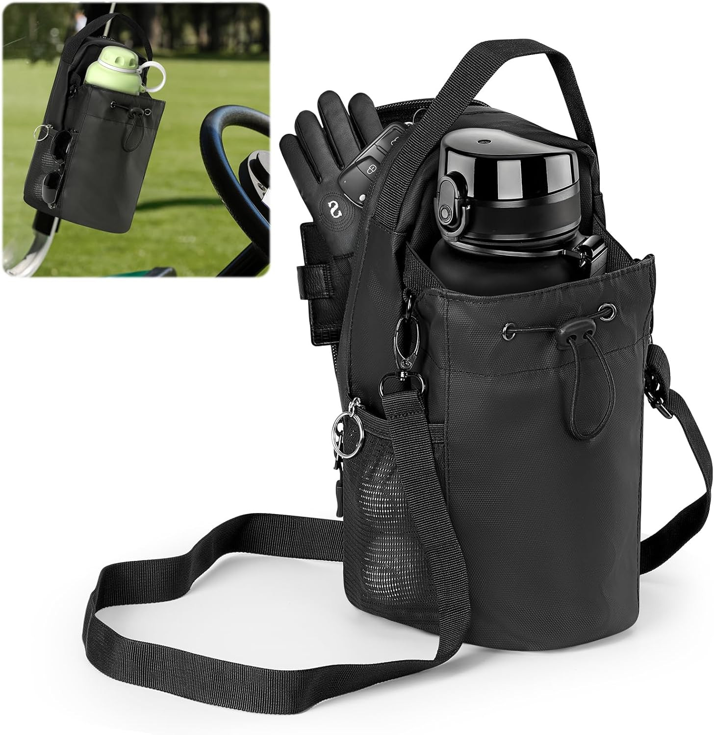 Magnetic Golf Cart Storage Bag, 3X Stronger Magnetic Gym Bag Water Bottle Holder with Phone Pocke... | Amazon (US)