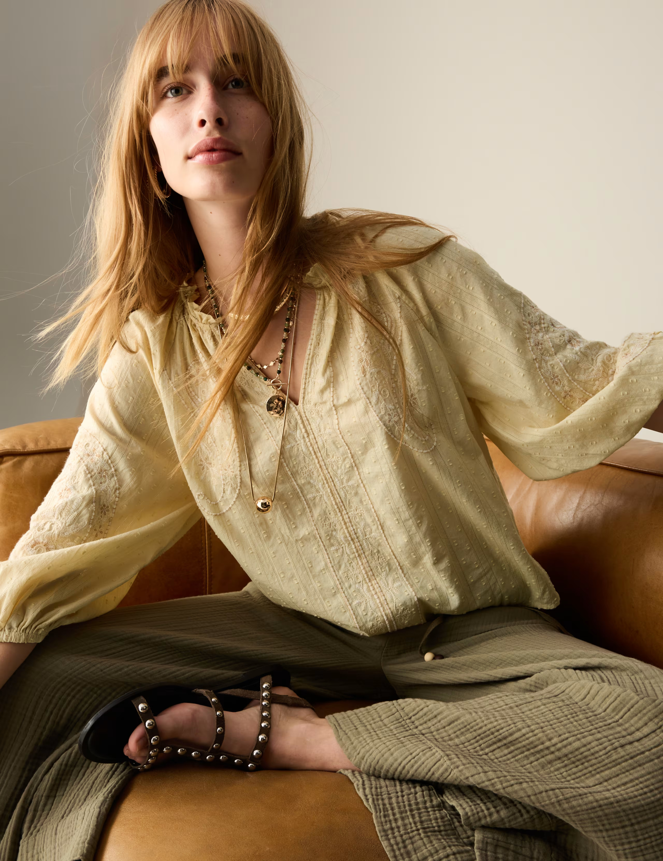 Pure Cotton Embroidered Popover Blouse | Marks & Spencer (UK)