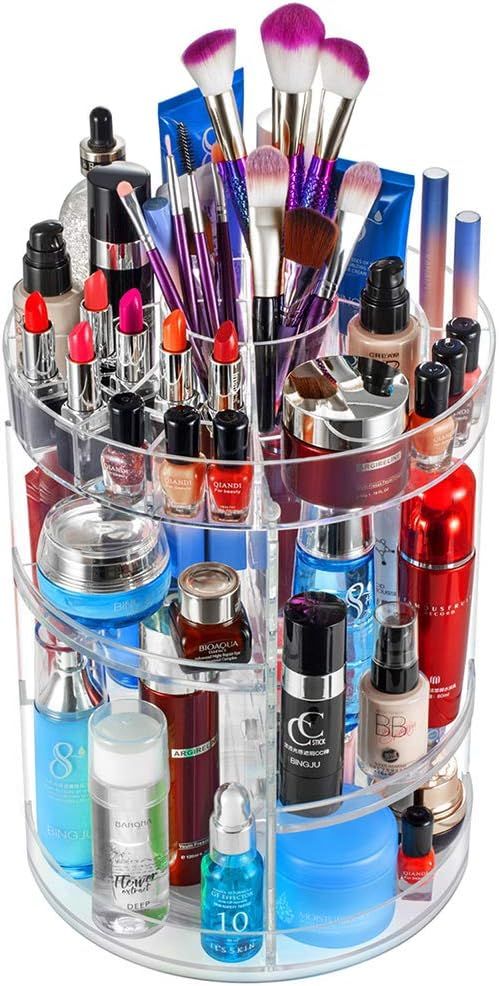 360 Degree Rotating Makeup Organizer,Large Capacity&Adjustable Multi-Function Cosmetic Storage Bo... | Amazon (US)