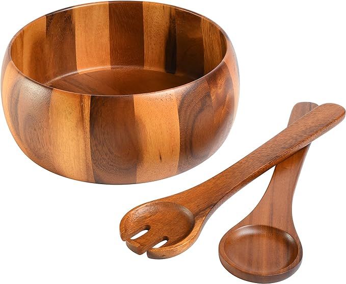 Gibson Home Laurel Acacia Wood Salad Bowl Set, 3 - Piece, Acacia Wood | Amazon (US)