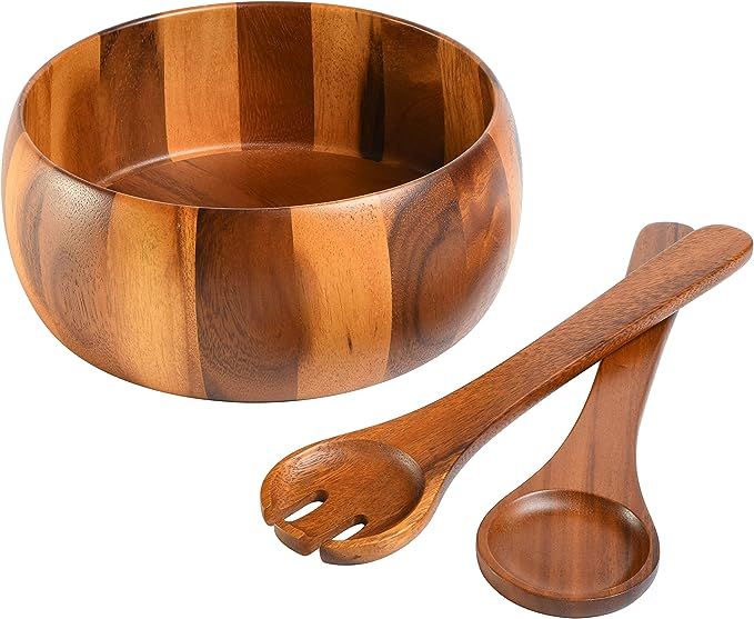 Gibson Home Laurel Acacia Wood Salad Bowl Set, 3 - Piece, Acacia Wood | Amazon (US)