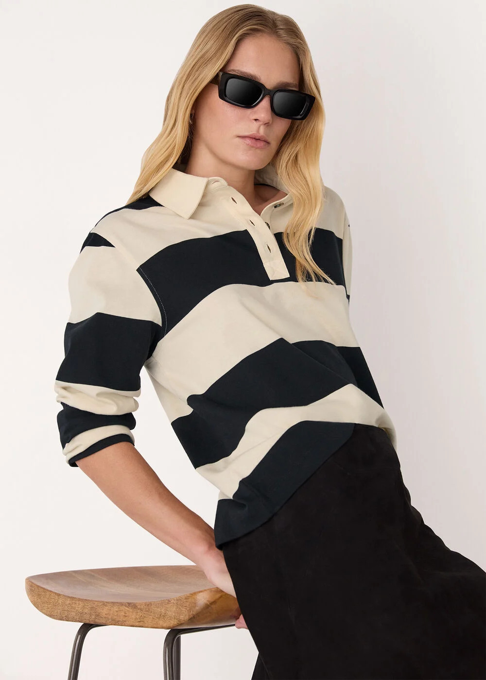 Ivory/Multi Stripe Polo Shirt | WHISTLES | Whistles UK | | Whistles