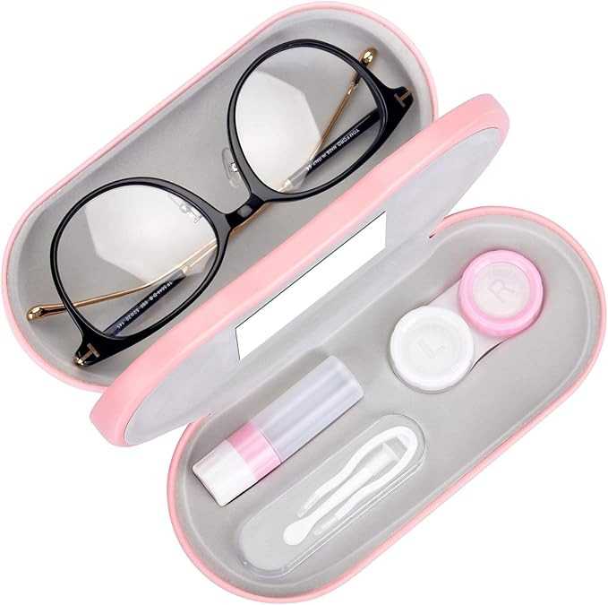 Muf 2 in 1 Double Sided Portable Contact Lens Case and Glasses Case,Dual Use Design with Built-in... | Amazon (US)