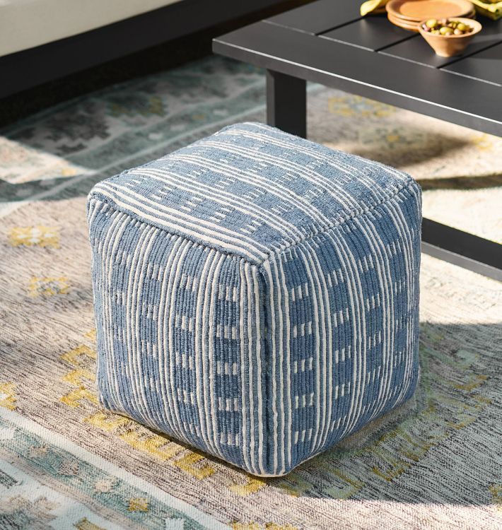 Corded Grid Handwoven Indoor/Outdoor Pouf | Rejuvenation